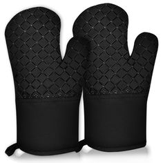 two black oven mitts on top of each other