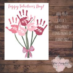 a card with pink flowers on it and the words happy valentine's day