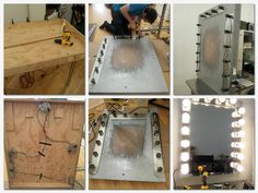 the process of making a vanity mirror with lights and mirrors on it's sides