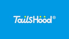 the logo for tailshod is shown on a blue background with white letters and yellow dots