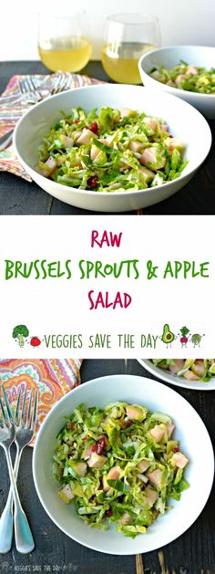 two white bowls filled with salad on top of a table