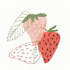 two strawberries and one strawberry on a white background