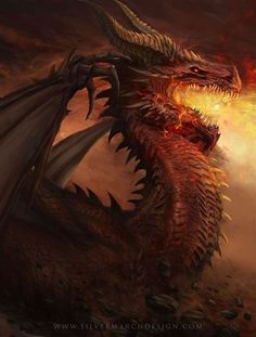 a dragon with its mouth open and it's head turned to the side in flames