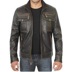 I just added a new item to eBay, Men's Rubb Oof Dark Brown Vintage Leather Jacket- Genuine Sheepskin With Pockets! #eBay #eBaySeller Leather Jackets Online, Stylish Leather Jacket, Leather Jacket For Men, Distressed Leather Jacket, Buy Clothes Online, Leather Jacket With Hood, Cropped Leather Jacket, Leather Pant, Men's Leather Jacket