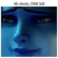 an avatar is shown with the caption that reads, 46 shots, one kill