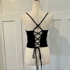 Very Versatile, Goes With Everything From Jeans, To Shorts, To Sarongs Or Skirts! Size Can Be Adjusted According To How The Back Is Laced Up. Never Worn!! Jeans To Shorts, Urban Outfitters Tank Top, Butterfly Tank Top, Black Corset Top, Red Tank Tops, Open Knit Sweater, Black Corset, Blue Tank Top, Distressed Black Jeans