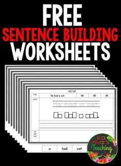 the free sentence building worksheets for kids