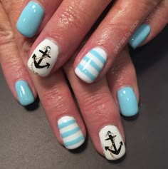 Cruise French Tip Nails, Nails For Cruising, Anchor Nails Designs, Boat Nails Designs, Alaskan Cruise Nails, Nails For Cruise, Cruise Nails Designs, Cruise Nail Ideas