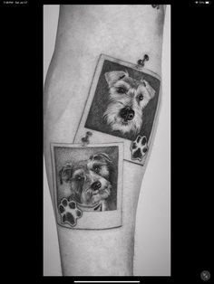 a man's leg with two pictures on it