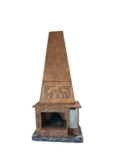 an egyptian style fireplace is shown against a white background