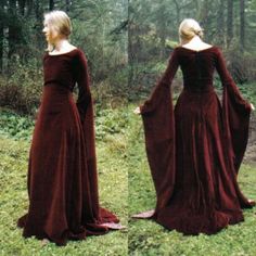 Dark Cottagecore Witch Outfits, Winterfell Inspired Dresses, Velvet Fantasy Dress, Winterfell Outfit, Elvish Gown, Bliaut Dress, Winterfell Fashion, Midevil Outfits, Winterfell Dress