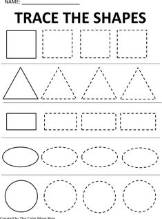 trace the shapes worksheet for children to practice their handwriting and coloring skills