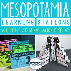 a book with the title mesopotamia learning stations, and an image of some