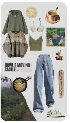 Comfy Cute Clothes Aesthetic, Casual Nature Outfits, Green Based Outfits, Lazy Cottagecore Outfits, Baggy Cottagecore Outfits, Sweater And Corset Outfit, Cottagecore Aesthetic Outfits Casual, Vintage Comfy Outfit, Nature Clothing Aesthetic