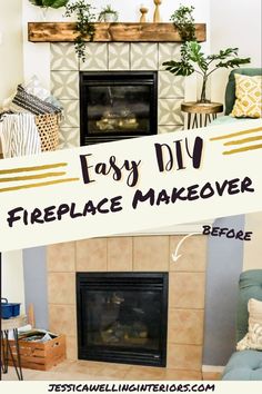 fireplace makeover with easy diy fireplace makeover before and after, from the living room to the dining room