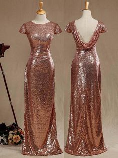 NumberSea - Rose Gold Sequin Bridesmaid dress Cowl Back Cap Sleeves Scoop neck Rose Gold Sequin Bridesmaid Dress, Sequins Bridesmaid Dresses, Anniversary Dresses, Gold Sequin Bridesmaid Dress, Rose Gold Bridesmaid Dress, Bridesmaid Dresses 2017, Wedding Wishlist, Sparkle Prom Dress, Rose Gold Bridesmaid