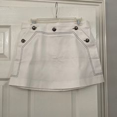 Nwt Sailor Mini Skirt With Themed Buttons. Summer White Skort For Workwear, White Skort For Summer Workwear, White Summer Workwear Skort, White Skort With Pockets For Day Out, Preppy Skort With Pockets For Spring, Preppy Summer Workwear Skort, White Mini Skirt For Summer Workwear, Preppy Mini Skirt For Summer Workwear, White Mini Skirt With Pockets For Work