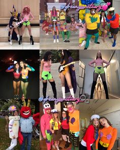 several photos of people dressed in costumes