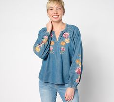 Forget about where to wear it ('cause... everywhere!). Prep yourself for Where did you buy it? from green-eyed girlfriends! This trend-right embroidered chambray blouse brings out the envy in everyone. From Driftwood Jeans. Driftwood Jeans, Embroidered Blouse, Wear It, Chambray, Shirt Blouses, Top Blouse, Green, How To Wear