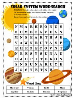 the solar system word search is shown