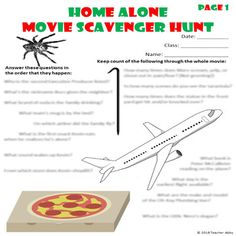 an image of a movie scavenger hunt with spider and pizza on the table