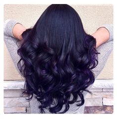 Blackberry Hair, Deep Purple Hair, Dip Dye Hair, Neon Hair, Colored Curly Hair