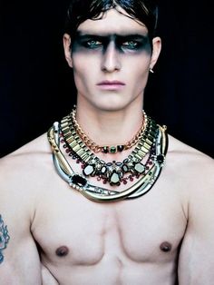 Glam Rock Makeup Men, Fluidity Fashion, Punk Makeup Men, John Todd, Viking Makeup, Celestial Fairy, Futuristic Makeup, Egyptian Makeup, Make Up Gold