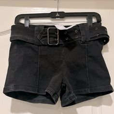 Black Jean Shorts With Zipper On Side. Jean Chunky Belt. New With Tags. Very Stretchy. High Waist Jean Shorts By Urban Outfitters, Edgy Jean Shorts With Belt Loops, Edgy High-waisted Shorts With Belt Loops, Edgy High Waist Shorts With Belt Loops, Edgy Shorts With Belt Loops, Edgy Short Bottoms With Belt Loops, High Waist Black Jean Shorts With Belt Loops, Trendy Black Jean Shorts With Belt Loops, High Rise Black Shorts With Belt Loops