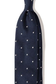 3-Fold Polka Dot Silk Grenadine Jacquard Tie - Navy/White - Brunati Como Unstructured Jacket, Luxury Ties, Stylish Men Casual, Stylish Mens Outfits, Modern Gentleman, Men Style Tips, Lake Como, Casual Jacket, Navy White