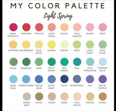 Here is a palette of soft spring colors options to choose from, if struggling with color selection!!! Light Spring Color Pallete, Light Spring Color Palette Clothing, Light Spring Colour Palette Fashion, Spring Personal Color Palette, Light Spring Seasonal Color Palette, Spring Colors Clothes, Light Spring Color Palette Jewelry