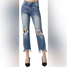 Nwt Risen High Rise Straight Crop Jeans Tag Sz 5/27. Style# Rdp5002. Cotton Stretch Blend, Factory Distressing/Destruction. Measurements Are: 13.5” Across Waist So 27” Waist 11” Rise 26” Approx. Inseam, Outer Hem Edge Steamed To Freshen/Sanitize Before Listing. Cute Risen Jeans! Risen Jeans, Straight Crop Jeans, Women Rising, Crop Jeans, Straight Leg, High Rise, Women Jeans, Women Shopping