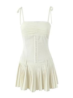 Starlit Affair // Cream Dress Hot Summer Dresses, Party Dress Summer, Pleated Mini Dress, Sling Dress, Dresses Lace, Summer Party Dress, Lace Fashion, Bustiers, Cream Dress