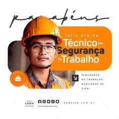 Técnico segurança do trabalho profissional data comemorativa saúde trabalhadores empregados prevenção Cinema 4d, Real Estate, Social Media, Media