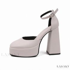 Lasaky - Sophisticated High-Heel Wedding Sandals Elegant Synthetic Platform Block Heels, Elegant Synthetic Closed Toe Block Heels, Elegant Closed Toe Synthetic Block Heels, Platform Wedding Shoes For Summer Evening, Chic Synthetic Wedding Shoes With Round Toe, Elegant Synthetic Block Heels, Synthetic Sandals With Round Toe For Prom, Synthetic Round Toe Sandals For Prom, Chic Synthetic Wedding Shoes With Heel Strap