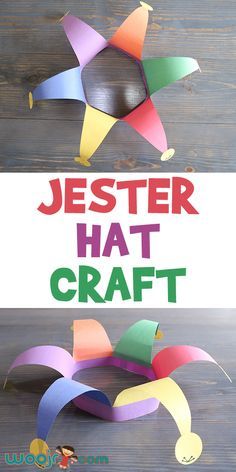 a paper bird with the words jester hat craft on it's side and an image