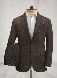 Take your tailoring game to the next level with our Harris Tweed Melange Brown Suit, ideal for both formal and casual occasions. Crafted from 100% wool, the suit is luxuriously smooth and soft to touch and weighs perfect to keep you comfy. Wear it for formal occasions, business functions, and everyday winter attire. #studiosuits #harristweed #melange #brown #formalattire #suitstyle #vintage #classymen Harris Tweed Suit, Brown Tweed Suit, Charcoal Suit, Brown Suit, Tweed Suit, Comfy Wear, Winter Attire, Brown Tweed, Classy Men