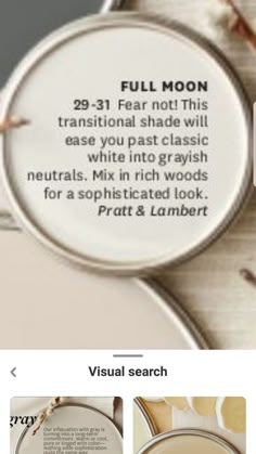 an image of a website page with text and pictures on the bottom right hand corner that reads,'29 - 31 far not this transstinal shade will ease you past classic white into grayish neutrals