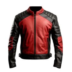 Made to order from 100% genuine leather, this black and red quilted jacket is perfect for the biker who wants a stylish and functional piece of outerwear. The jacket features a classic racing style with a quilted front and back, asymmetrical zip closure, and epaulettes on the shoulders. The interior is lined with a soft and comfortable satin lining. Features: Made from 100% genuine leather Quilted front and back Asymmetrical zip closure Epaulettes on the shoulders Satin lining Two zippered pocke Red Biker Jacket For Streetwear, Red Moto Biker Jacket For Streetwear, Red Biker Leather Jacket For Streetwear, Red Leather Biker Outerwear, Red Leather Outerwear For Biker Events, Red Leather Biker Jacket For Streetwear, Red Fitted Biker Jacket For Motorcycling, Red Zipper Outerwear For Biker Events, Red Zipper Closure Outerwear For Biker Events