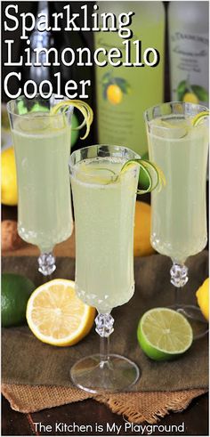 sparkling limoonocello cooler with lemons and limes