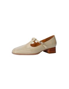 OBIONO Women's Vintage T-strap Mary Jane Shoes — Obiono Beige Heels With Buckle Closure And Round Toe, Spring Mary Jane Leather Shoes With Pointed Toe, Summer Beige Mary Jane Heels, Beige Closed Toe Leather Shoes For Spring, Spring Beige Leather Shoes With Flat Heel, Spring Beige Closed Toe Leather Shoes, Summer Leather Pointed Toe Shoes, Formal Summer Mary Janes With Round Toe, Beige Leather Shoes For Spring