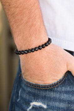 Bracelet Resilience Black ✨ Bracelet Trendy Fringe, Brown Tiger Eye, Marble Finish, Brown Bracelet, Ball Necklace, Black Bracelets, Paparazzi Accessories, Tiger Eye Stone, White Rhinestone