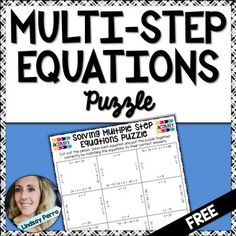 a poster with the text multi - step equations puzzle