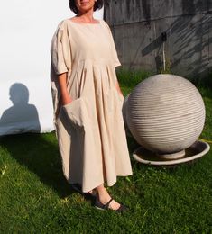 Pleated Linen Dress, Linen Shirt Dress, Plus Size Maxi Dress Beige Long Linen Dress Perfect Dress for party , lunch, casual event. The dress is comfortable and gentle. Maxi Tunic Top Dress Party Dress This model is wearing size L / 165 cm Different sizes available , S,M,L,XL, XXL,3XL,4XL I hope you will enjoy taking a look at my other work. The list will be growing in the coming days, so stay tuned : S US S 4-6, UK 10-12, It 40-42. Fr 36-38 M US S 8-10, UK 14-16, It 44-46, Fr 40-42 L US S 12-14, Oversized Beige Tunic Dress, Oversized Beige Lagenlook Dress, Shirt Dress Plus Size, Maxi Linen Dress, Linen Kaftan, Plus Size Maxi Dress, Dress For Party, Long Linen Dress, Black Overalls