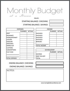 a printable budget sheet for the month