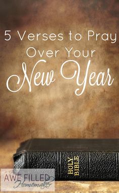 a book with the title 5 verses to pray over your new year