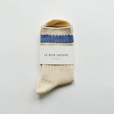 The Her sock is the one that started it all for Le Bon Shoppe. The varsity edition has a retro vibe perfect for matching your vintage denim! Classically ribbed, a perfect height, and a breathable cotton blend yarn. Sporty Cotton Socks For Everyday, Everyday Sporty Cotton Socks, Sporty Everyday Cotton Socks, Retro Cotton Socks For Winter, Le Bon Shoppe Socks, Socks Stripes, Retro Winter Cotton Socks, Fun Blue Cotton Socks, Perfect Gift For Boyfriend