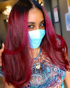 Red Ombre Natural Hair Black Women, Red Ombre Hair Black Women, Vivid Red Hair Color On Black Women, Ombre Hair Black Women, Pink And Red Ombré Wig, Red Ombre Wig, Great Hairstyles, Hair Black, Colorful Hair