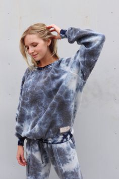 Feel the excitement of summer with this lightweight plush pullover crewneck. This crewneck sweater uses Organic and Recycled fibers creating a soft hand and everlasting favorite garment in your closet.+ Blue Tie-Dye / Saddle Pink Tie-Dye+ Available in S-XL+ Machine wash Cold / Warm+ Tumble dry on low ♻︎ 100% Organic Cotton ♻︎100% Made in Los Angeles, CAHaley is 5'7 and wearing a size Small Soft-washed Crew Neck Sweater For Loungewear, Crew Neck Soft Knit Sweatshirt For Loungewear, Soft Knit Crew Neck Sweatshirt For Loungewear, Oversized Crew Neck Sweatshirt For Relaxation, Casual Crew Neck Sweatshirt, Comfy Blue Crew Neck Sweatshirt, Super Soft Relaxed Fit Crew Neck Sweater, Blue Tops For Lounging In Fall, Blue Casual Sweatshirt For Lounging