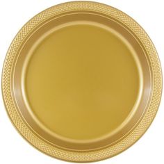 an empty gold plate on a white background