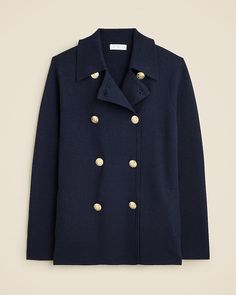 J.Crew: Warwick Sweater Blazer For Women Navy Pea Coat, Blazer For Women, Hair Wrap Scarf, J Crew Women, Sweater Blazer, Jcrew Women, Pea Coat, Suit Shop, Colored Blazer